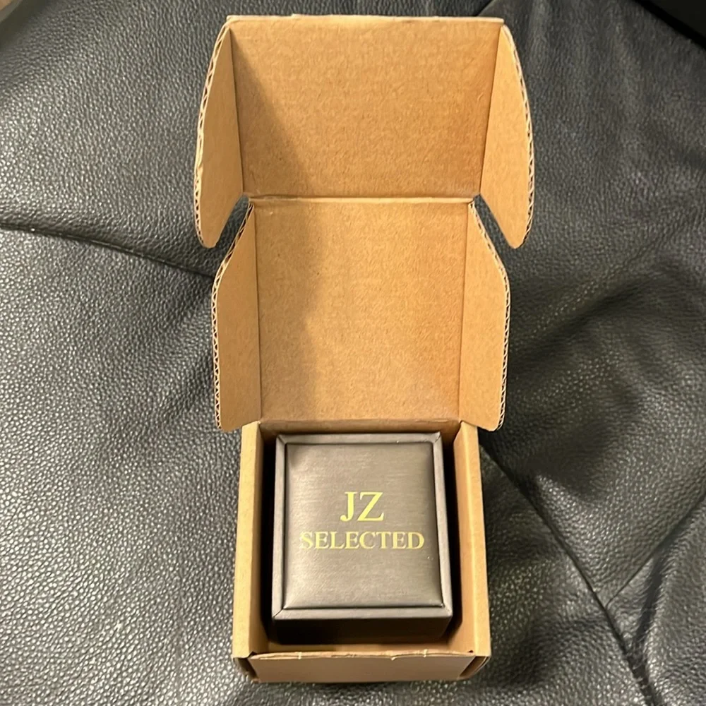 NEW Silver Cuff Links Laser Engraved Rectangle, by JZ Selected, gift box